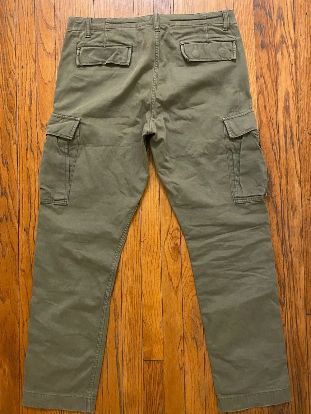 J.CREW 770 Men's Green Twill Cotton Cargo Pants Slim Straight Flat Front 31